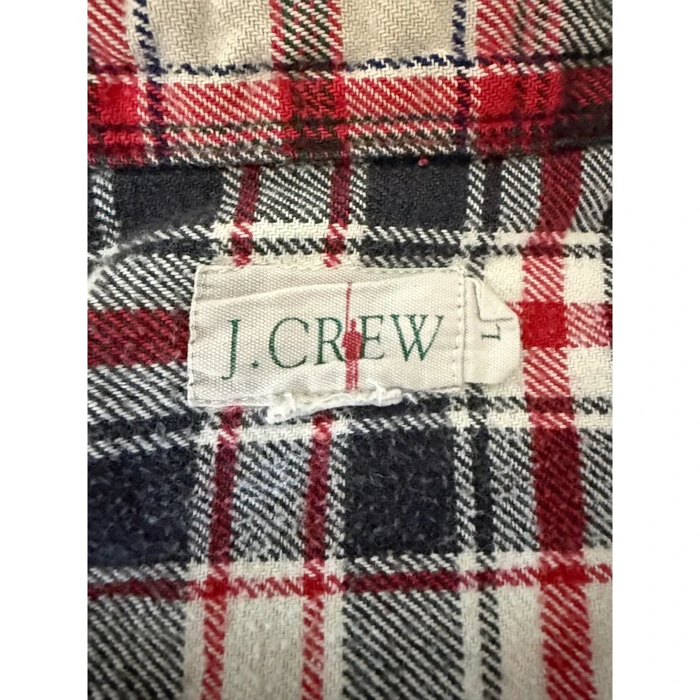 J.Crew Patchwork Plaid Flannel Button Down Shirt Multicolor Preppy Men's Large